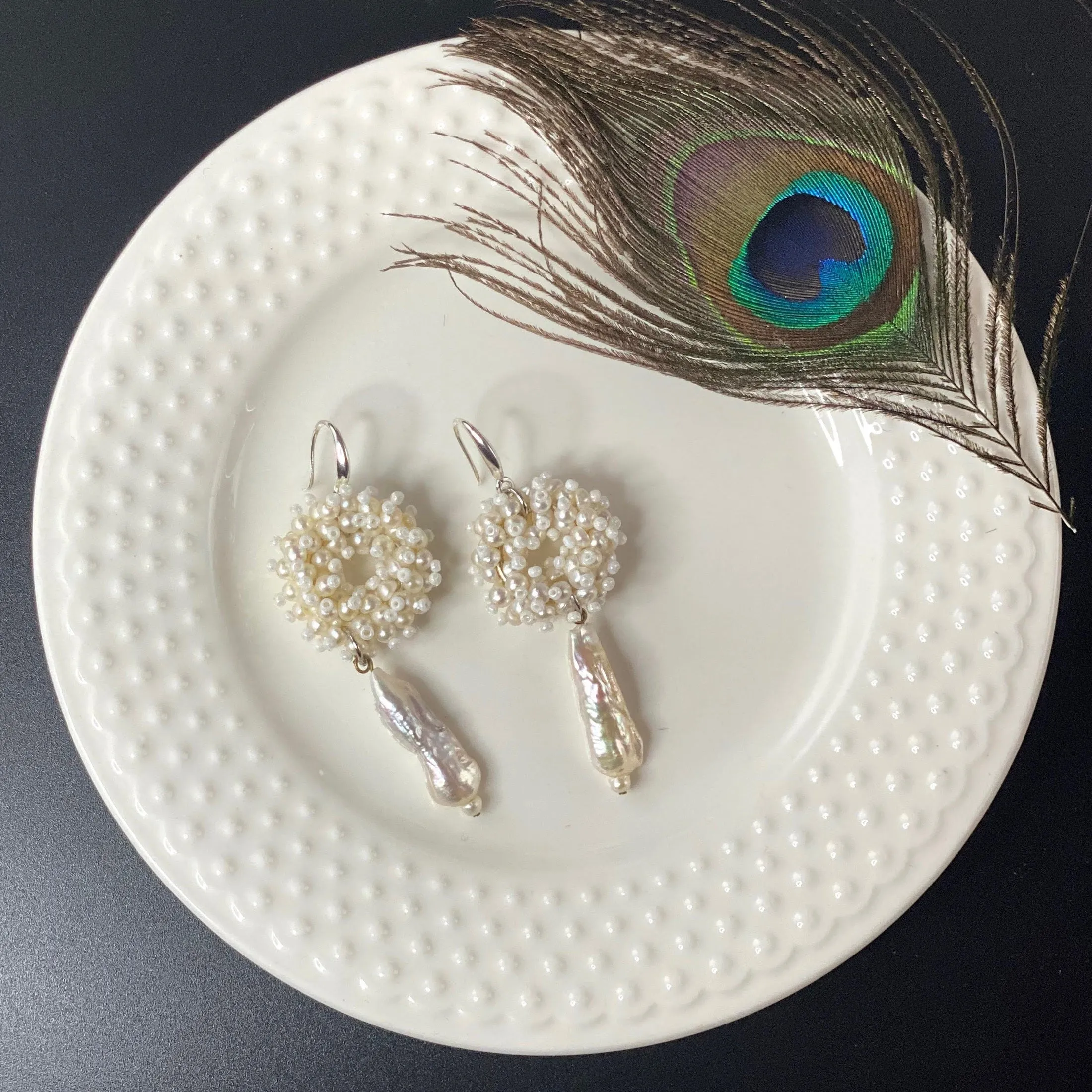 Victorian Style Pearl circle Earrings