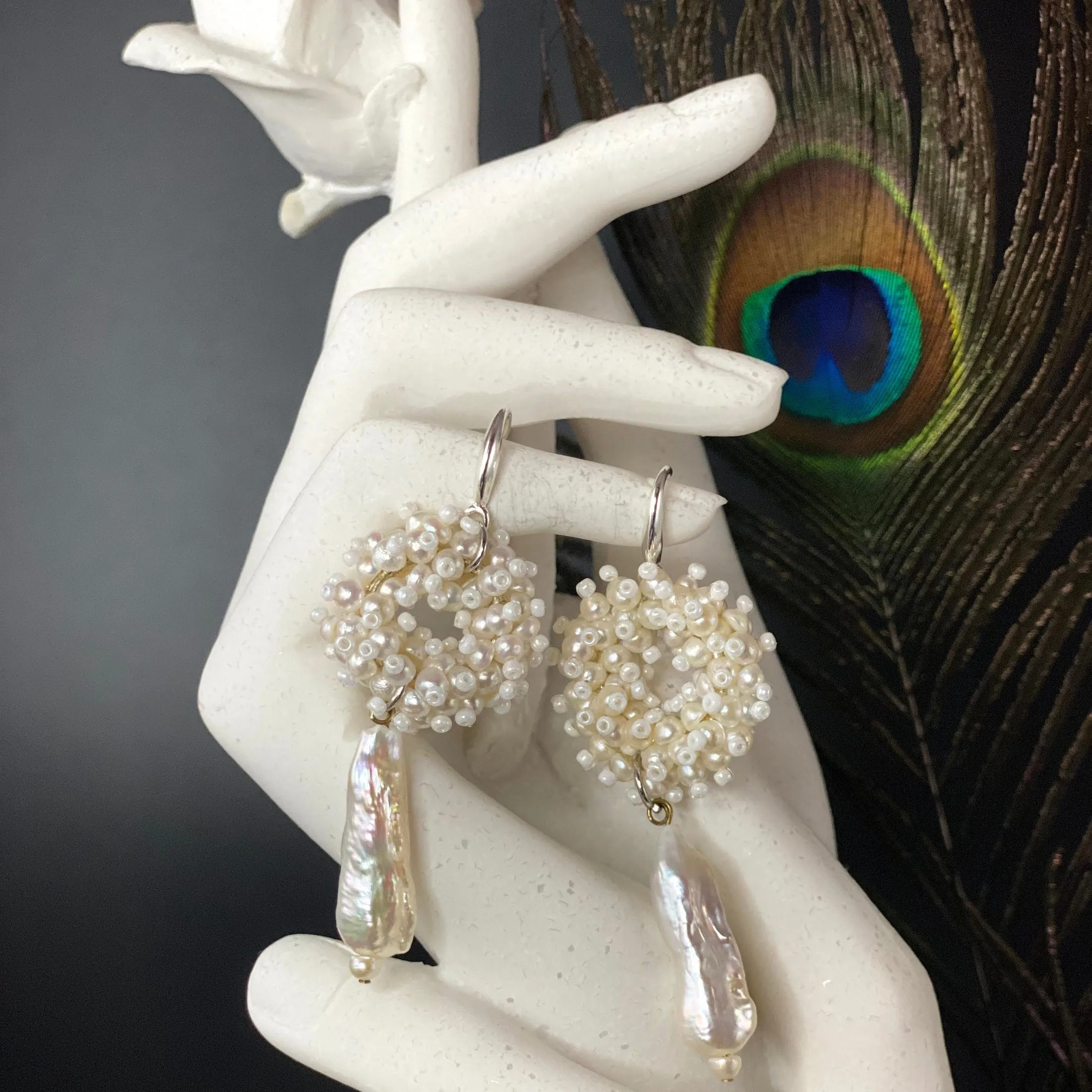 Victorian Style Pearl circle Earrings