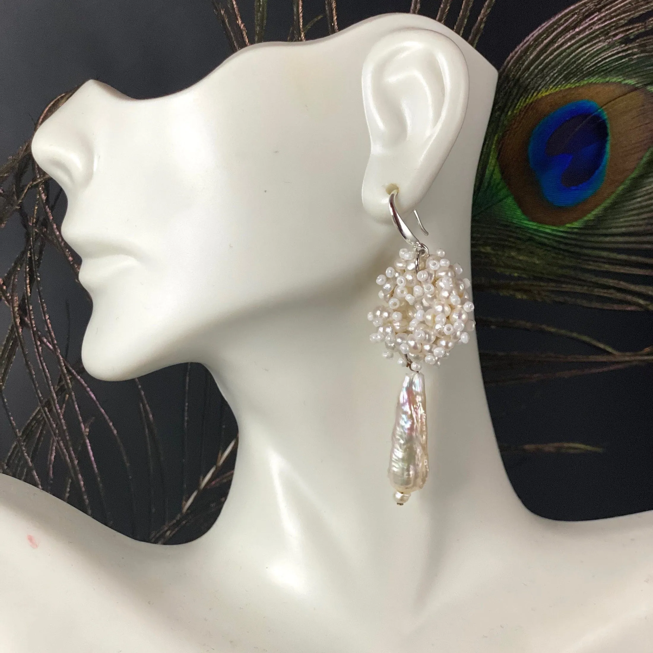 Victorian Style Pearl circle Earrings
