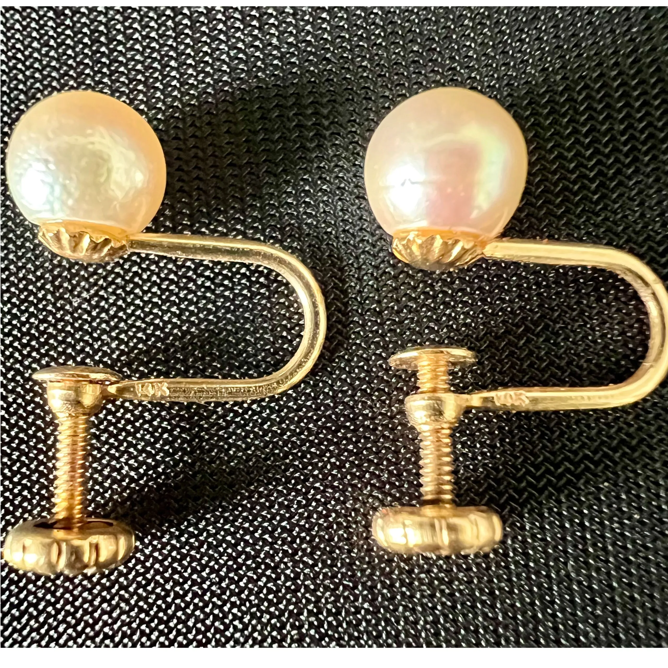 Vintage 14Kt Gold Pearl Screw back Earrings