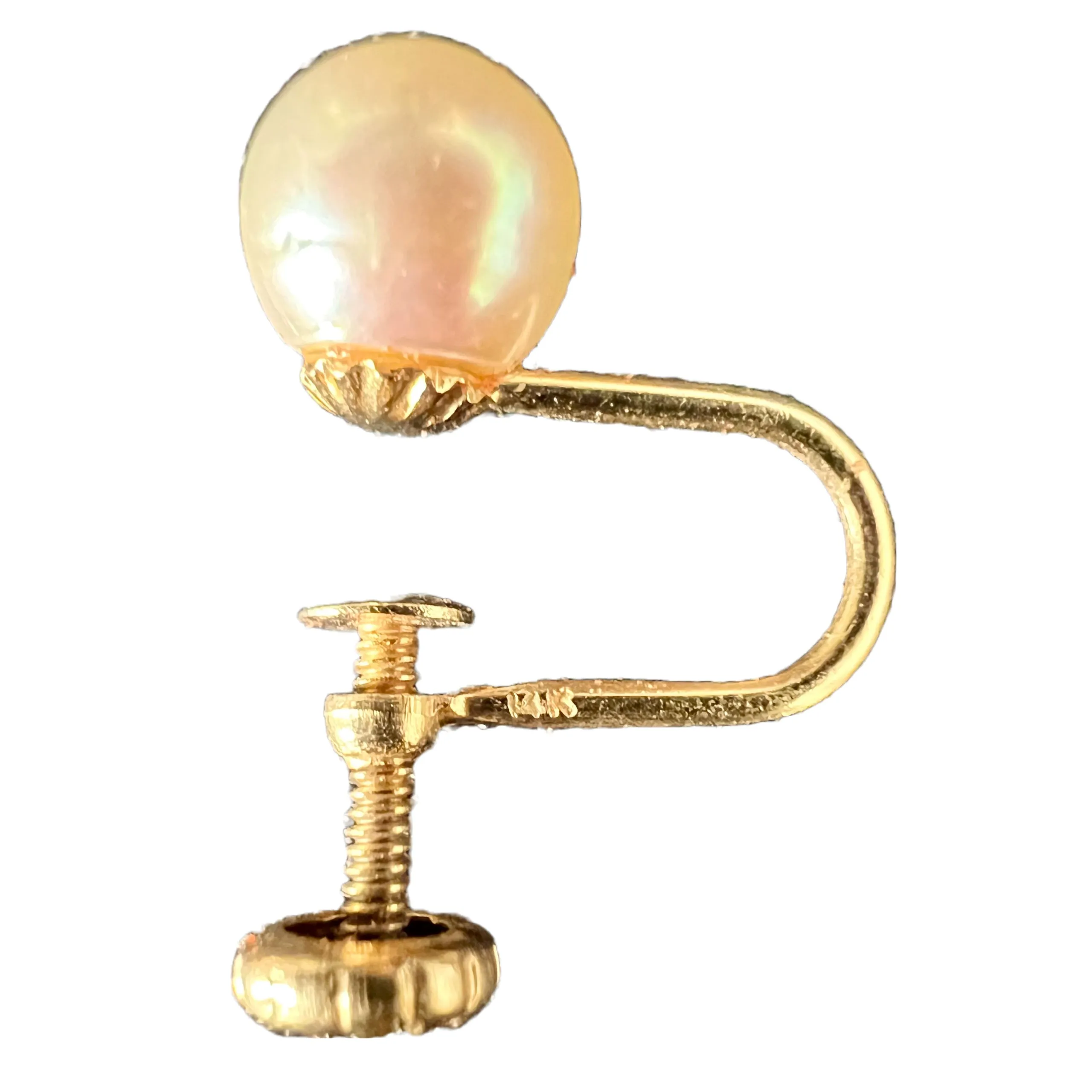 Vintage 14Kt Gold Pearl Screw back Earrings