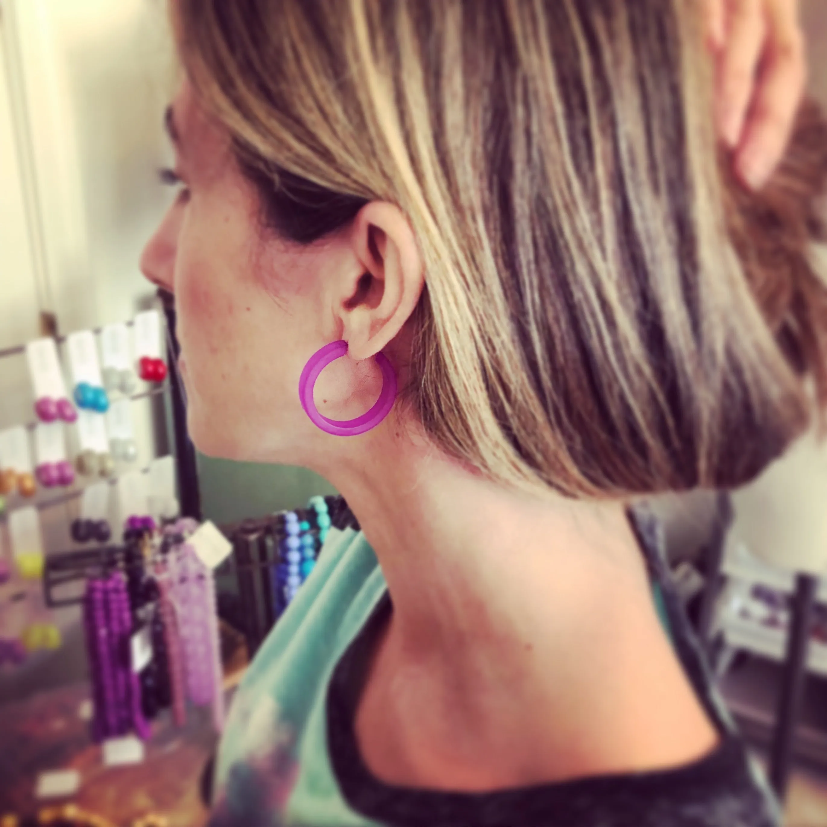 Violet Frosted Small Classic Hoop Earrings