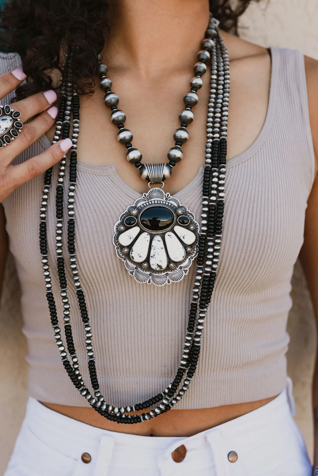 White Buffalo and Onyx Necklace