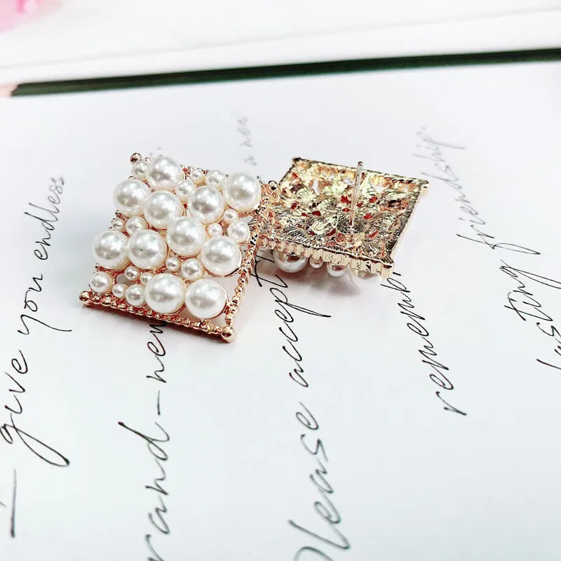 Women's Square Pearl Earrings