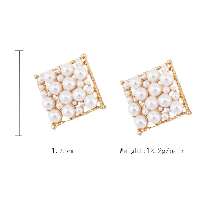 Women's Square Pearl Earrings